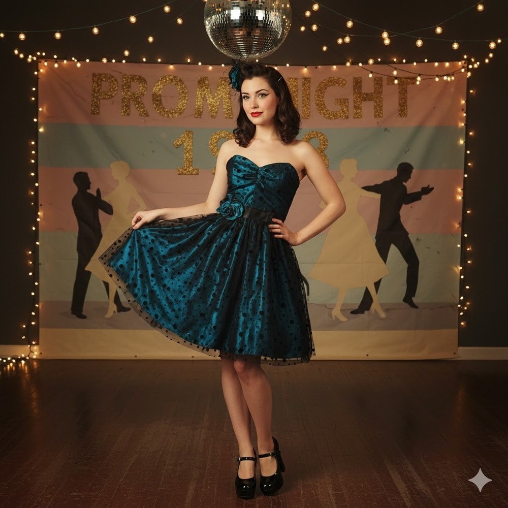 Vtg Jessica McClintock for Gunne Sax Polka Dot Tulle Strapless Prom Party‎ Dress